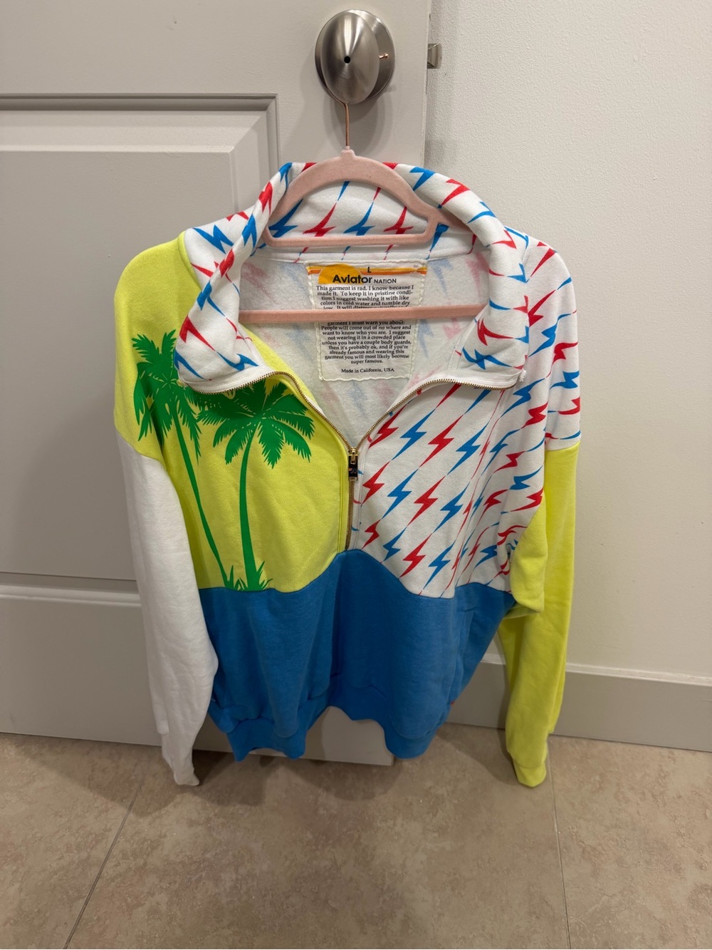 Aviator Nation Large Half Zip Palm Tree Tropical Sweatshirt. 💙⚡️